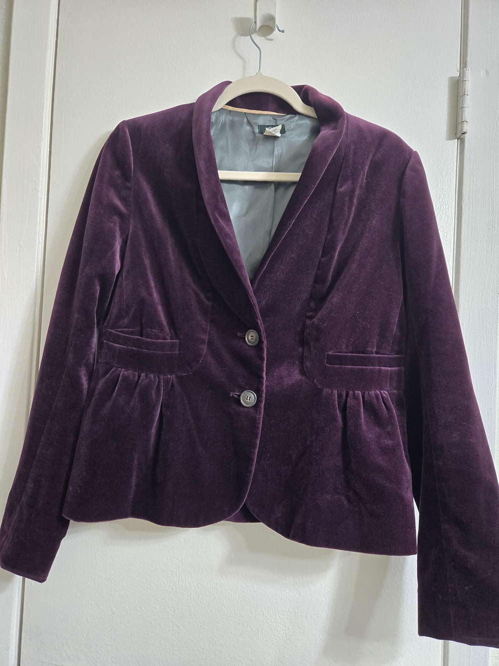 J. Crew Purple Velvet Peplum Blazer